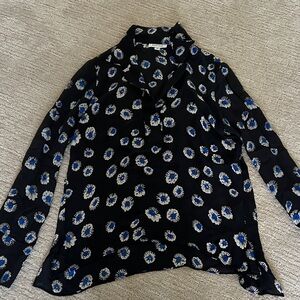 Barneys New York Black and Blue Floral Blouse